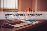 温州seo优化公司排名（温州最牛叉的seo）