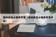 德州微信小程序开发（德州微信小程序开发平台）