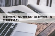 南京小程序开发公司哪家好（南京小程序开发公司哪家好点）