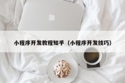 小程序开发教程知乎（小程序开发技巧）