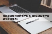 网站建设如何提供客户服务（网站建设客户需求分析调查表）