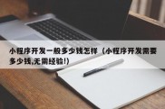 小程序开发一般多少钱怎样（小程序开发需要多少钱,无需经验!）