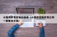 小程序开发定制价格表（小程序定制开发公司一般要多少钱）