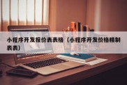 小程序开发报价表表格（小程序开发价格精制表表）