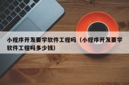 小程序开发要学软件工程吗（小程序开发要学软件工程吗多少钱）