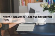 小程序开发培训机构（小程序开发培训机构哪个好）