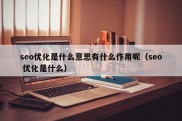 seo优化是什么意思有什么作用呢（seo 优化是什么）